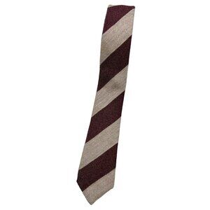 JOOP! Men's Virgin Wool Silk Necktie LUXURY Burgundy Beige Striped W:2.2" EUC